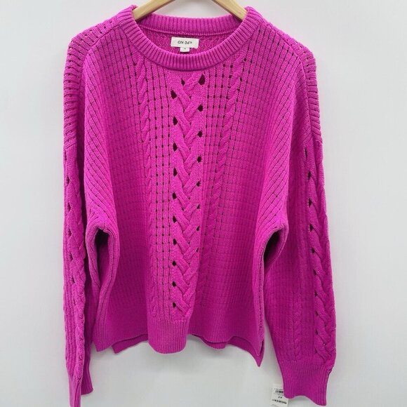 On 34th Womens Plus Size 2X Crewneck Spring Cotton-Blend Open Knit Sweater $59 - Picture 3 of 8